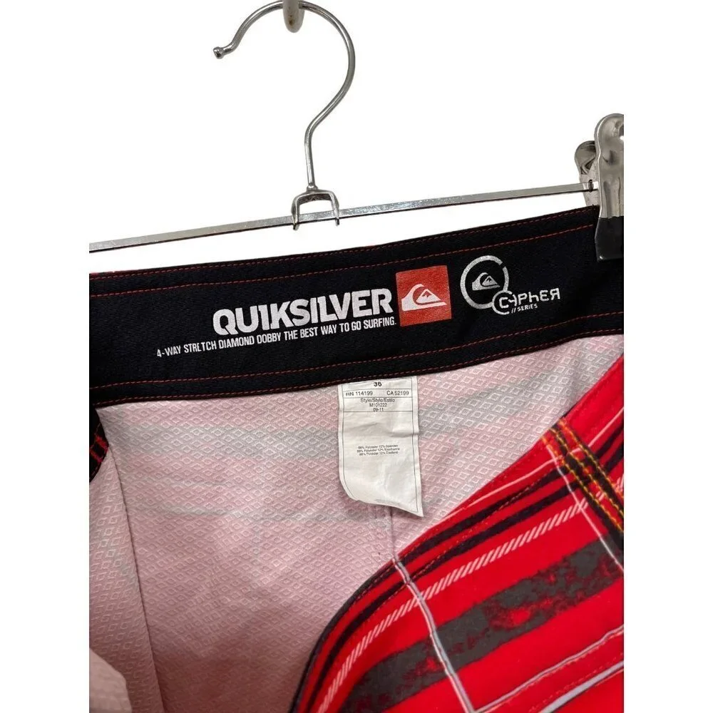 Quiksilver Cypher board shorts men’s 36 4-way stretch surfing orange teal blue